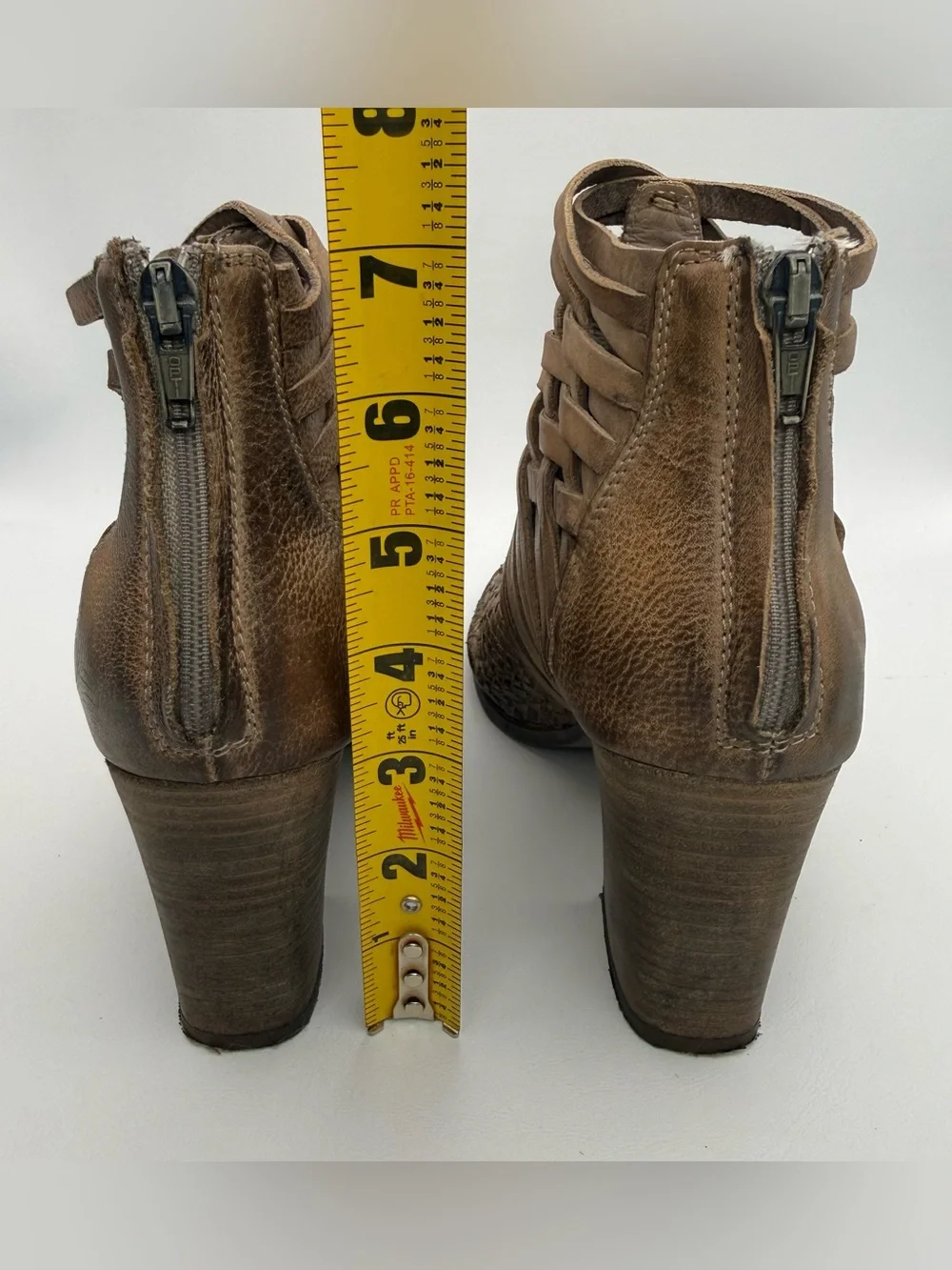 Sundance Promise Woven Burnished Leather Heeled Bootie 38 Western Boho Festival